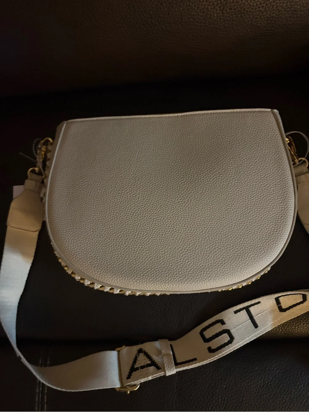 H by Halston Cream Crossbody with Logo Webbing Strap